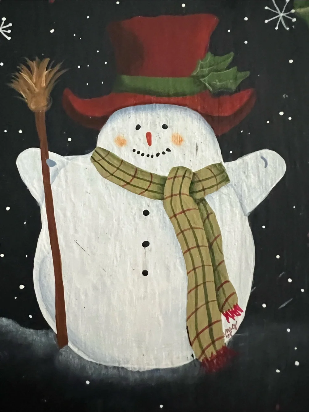 Festive Snowman Hand Painted Slate Wall Plaque